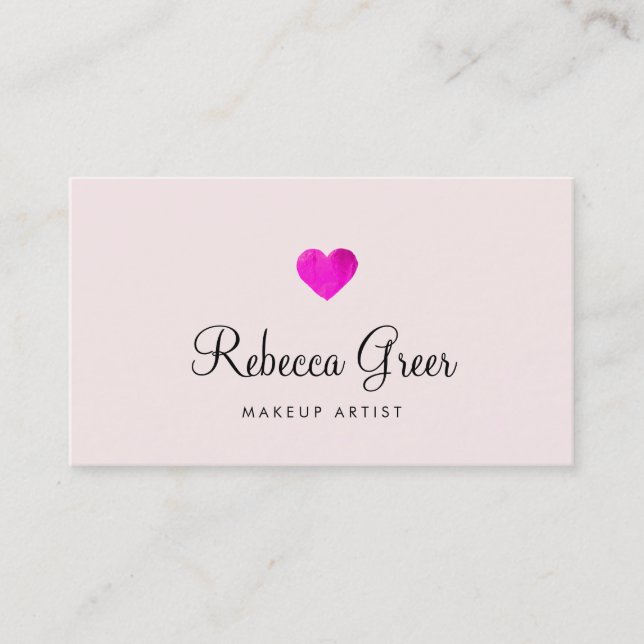 Cute Hot Pink Heart Beauty Salon Business Card (Front)