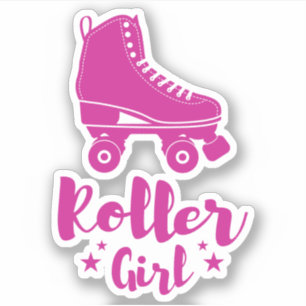 Cute Hot Pink Roller Girl Skate Fun Stars