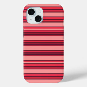 Cute hot pink stripes iPhone 15 case
