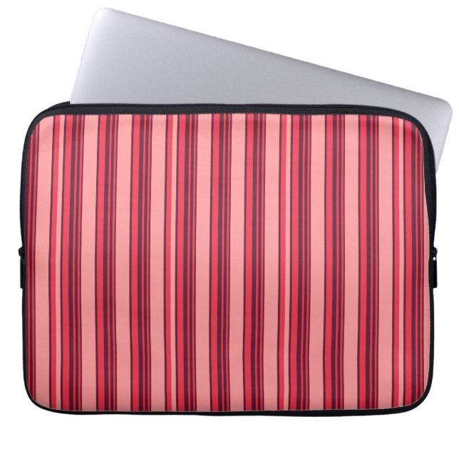 Cute hot pink stripes laptop sleeve (Front)