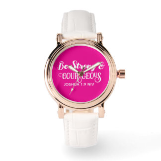 Cute Hot Pink Strong and Courageous Simple Watch