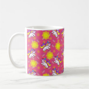Cute Hot Pink Sunny Unicorn Pattern Design Coffee Mug