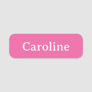Cute Hot Pink Typography Modern Name Personalised Name Tag