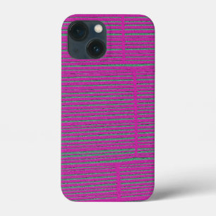 Cute Hot Pink Unique Modern Stripe Pattern iPhone 13 Mini Case