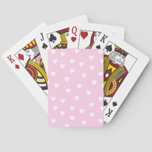 Cute Hot Pink with White Hearts Playing Cards