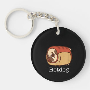 Cute Hotdog Lovely Pug Dog Lover Key Ring