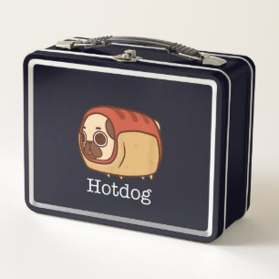 Cute Hotdog   Lovely Pug Dog Lover Metal Lunch Box