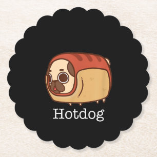 Cute Hotdog Lovely Pug Dog Lover Paper Coaster