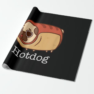 Cute Hotdog Lovely Pug Dog Lover Wrapping Paper
