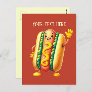 cute hotdog lovers add text postcard