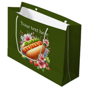Cute hotdog lovers customisable large gift bag