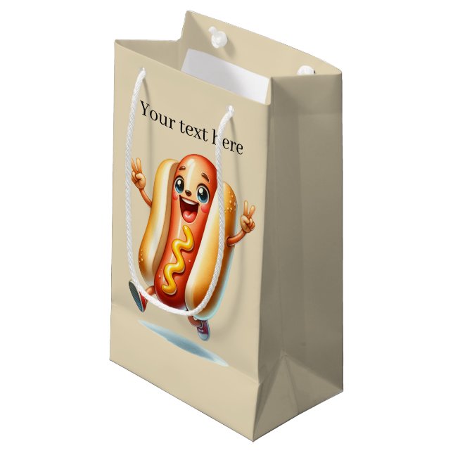Cute hotdog lovers customisable small gift bag (Front Angled)
