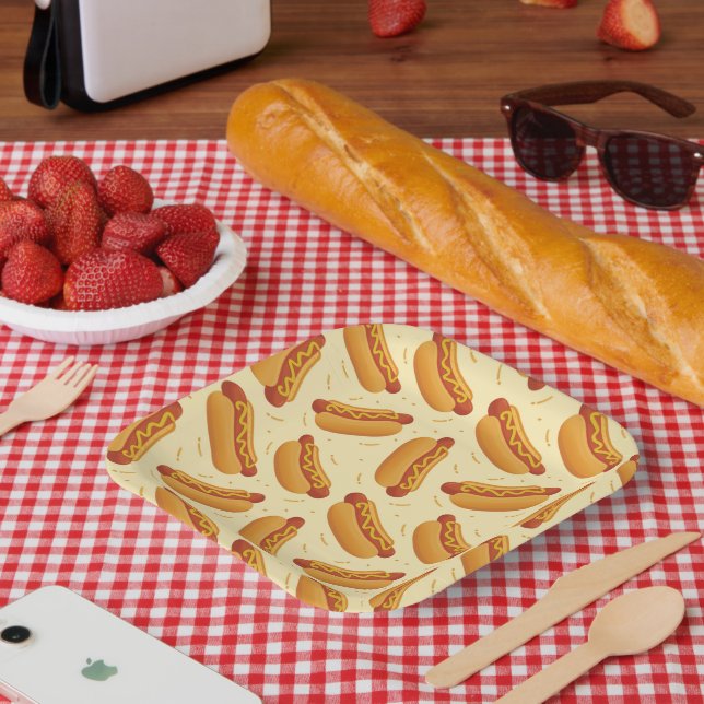 cute hotdog party lovers paper plate (Picnic)
