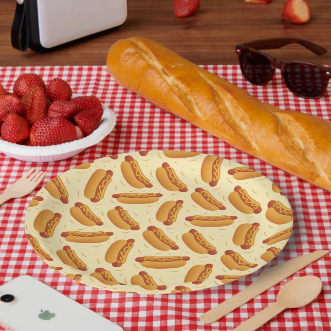 cute hotdog party lovers  paper plate (Picnic)