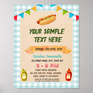 Cute Hotdog theme flyer Poster