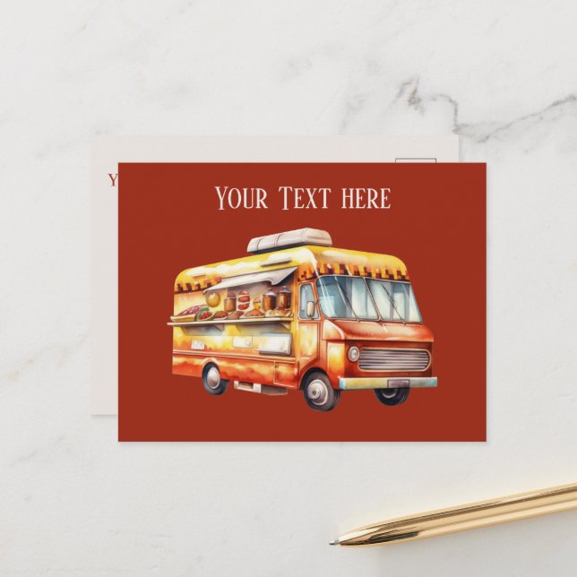 Cute hotdog vendors add message  postcard (Front/Back In Situ)