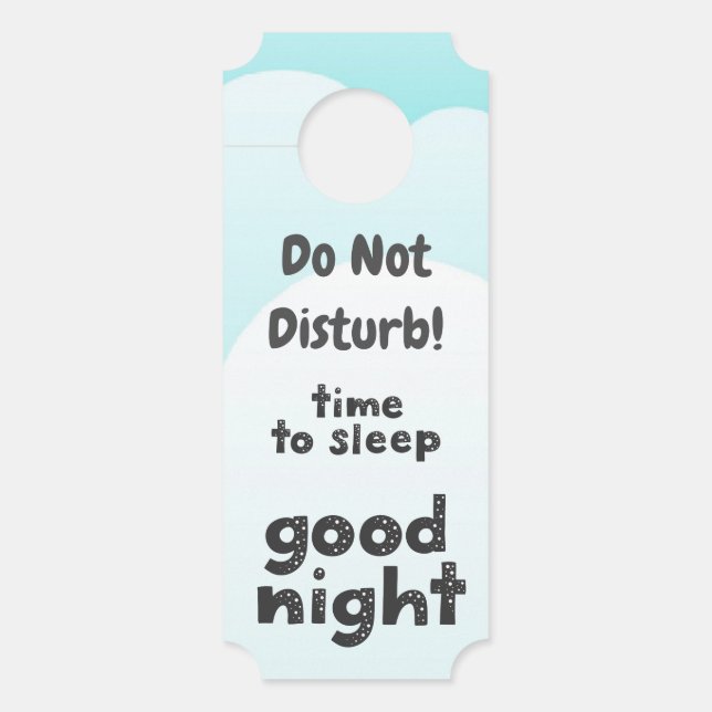 CUTE HOTEL Do Not Disturb Time To Sleep TY Door Hanger (Front)