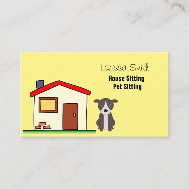 Cute House and Pet Sitting Business Card (Front)