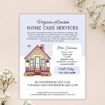 Cute House Caregiver Caretaker Services Flyer<br><div class="desc">This joyful Caregiver Flyer is perfect for senior caretakers, caregivers, or home nurses looking to make a positive impression. Featuring a cosy hand-drawn house and a cheerful bird flying overhead, this flyer radiates good vibes and warmth. With ample space to personalise your services, contact information, and other important details, it’s...</div>