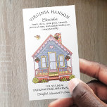 Cute House Caregiver Services Business Card<br><div class="desc">This cute, illustrated Caregiver Business card features a colourful drawing of a cosy home while the backside remains blank for you to write on, or add your own customisation. This is a versatile custom business card that can be used for a variety of services and businesses. Perfect for caregivers, nanny...</div>