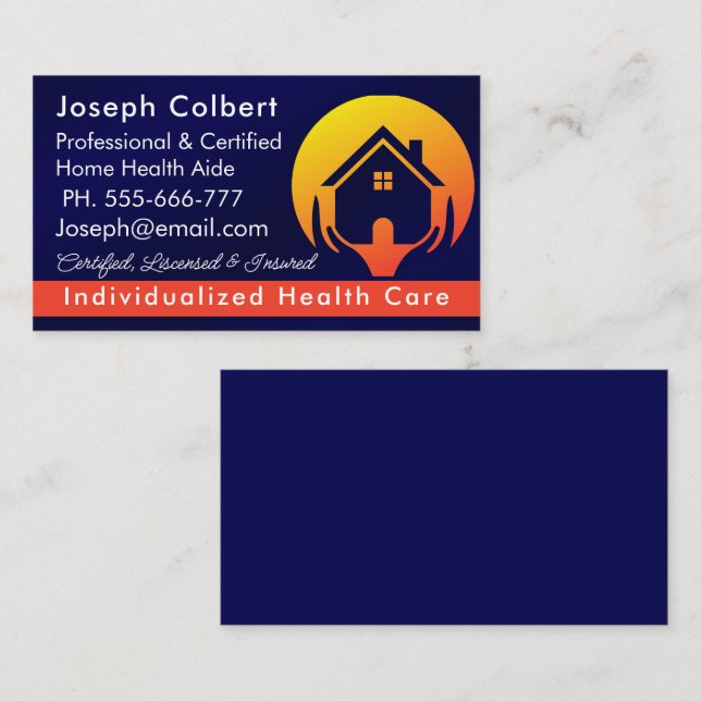 Cute House Caregiver Services Medical  Business Card (Front/Back)