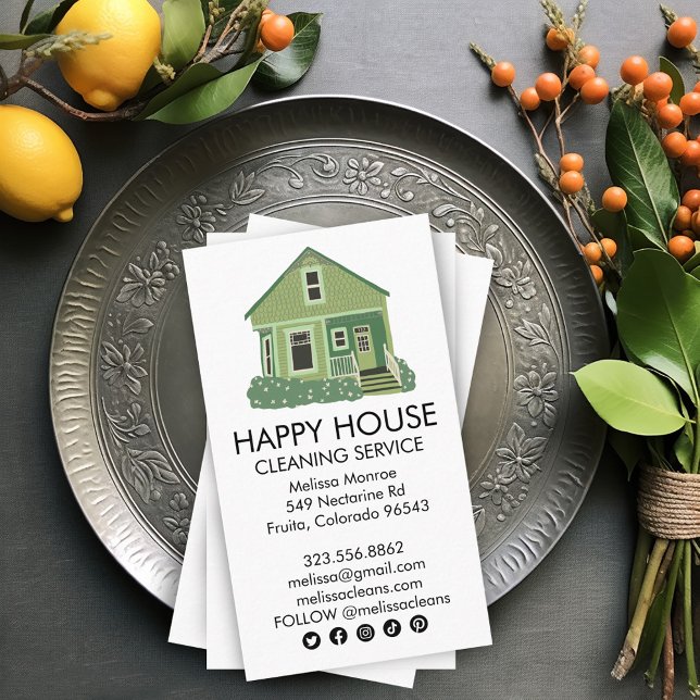 Cute House Cleaning Home Services Social Icons  Business Card (Cute House Cleaning Home Services Social Icons Business Card
)