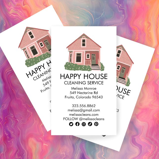 Cute House Cleaning Home Services Social Icons  Business Card (Cute House Cleaning Home Services Social Icons Business Card
)