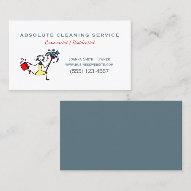 Cute House Cleaning Maid Service Professional Business Card (Front/Back)