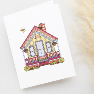 Cute House Drawing Blank Thank You Card