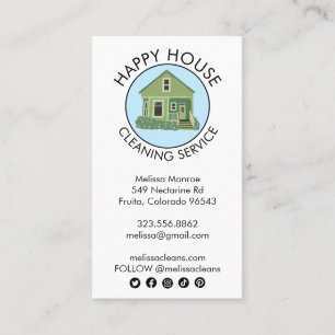 Cute House Logo Cleaning Home Services Social Icon Business Card