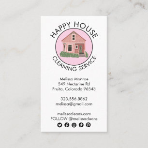 Cute House Logo Cleaning Home Services Social Icon Business Card