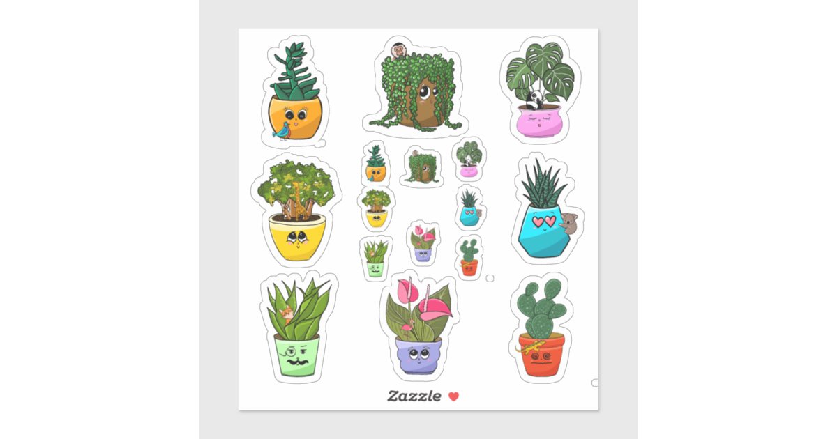 Cute House Plant Emoji Stickers Zazzle