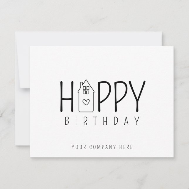 Cute House Real Estate Happy Birthday   Card (Front)