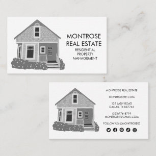 Cute House Real Estate Rental Residential Custom Business Card