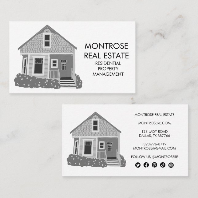 Cute House Real Estate Rental Residential Custom Business Card (Front/Back)