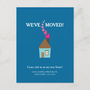 Cute House With Hearts We've Moved New Address Postcard