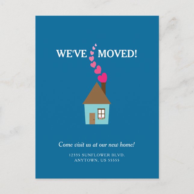 Cute House With Hearts We've Moved New Address Postcard (Front)