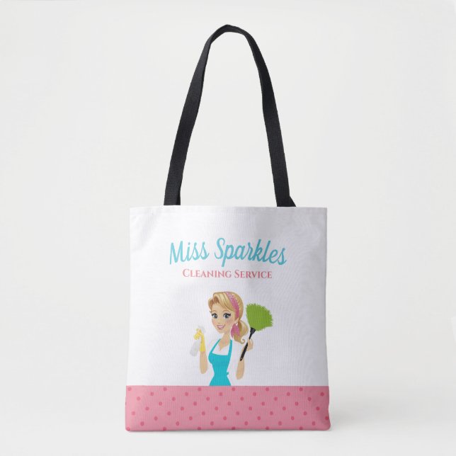 Cute Housekeeping Cleaning Lady Tote Bag (Front)