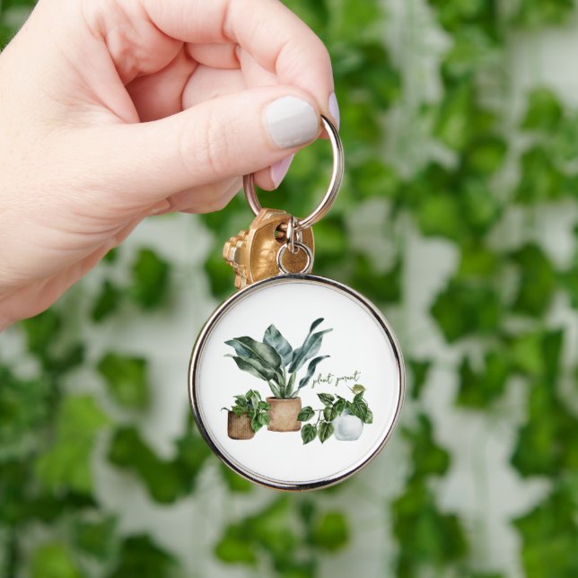 Cute Houseplant Botanical Plant Parent Keychain (Hand)