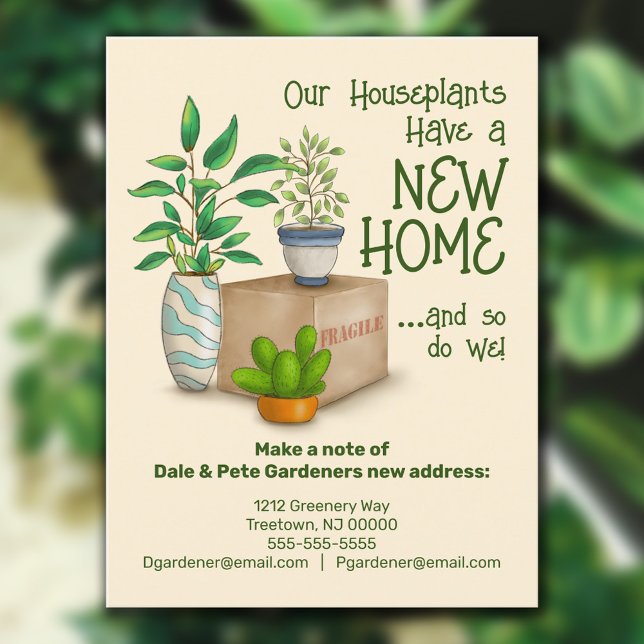 Cute Houseplants We've Moved Postcard (Creator Uploaded)
