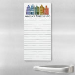 Cute Houses Custom Grocery Shopping List Magnetic Notepad<br><div class="desc">Make your shopping lists in style with this customisable grocery shopping notepad. Change the text to suit your needs. Hand drawn lines give you someplace to write but you can delete if you prefer. Check my shop for more!</div>