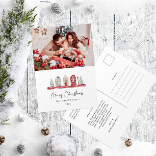 Cute Houses in Traditional Christmas Colours Photo Postcard