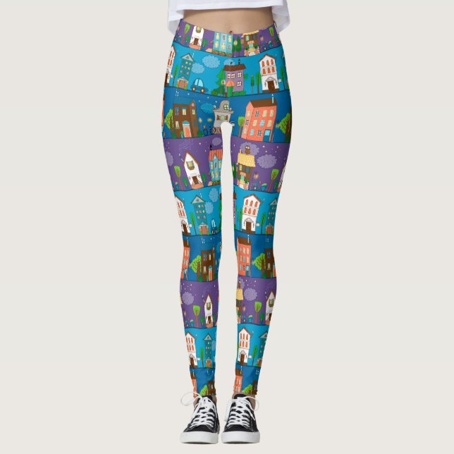 Cute Houses Leggings (Front)