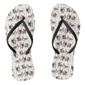 Cute Howling Basset Hounds Flip Flops