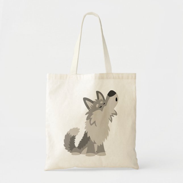 Cute Howling Cartoon Wolf Bag (Front)