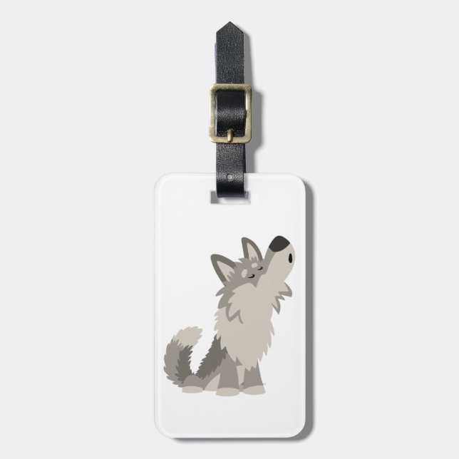 Cute Howling Cartoon Wolf  Luggage Tag (Front Vertical)
