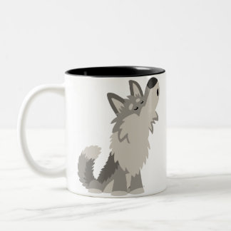 Cute Howling Cartoon Wolf Mug