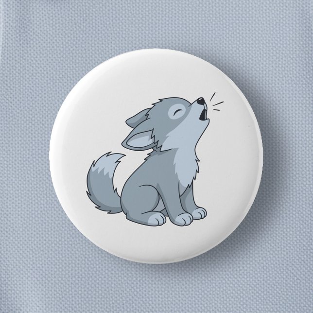 Cute Howling Wolf Pup 6 Cm Round Badge (Creator Uploaded)