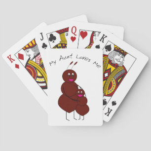 Cute Hugging Aunt and Niece Ant Cartoon Playing Cards