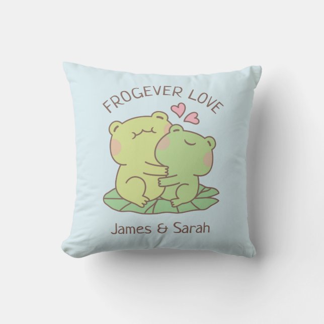 Cute Hugging Frogs Frogever Love Couple Room Decor Cushion (Front)
